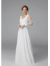 Ivory Chiffon Polka Dot Tulle Modern Wedding Dress